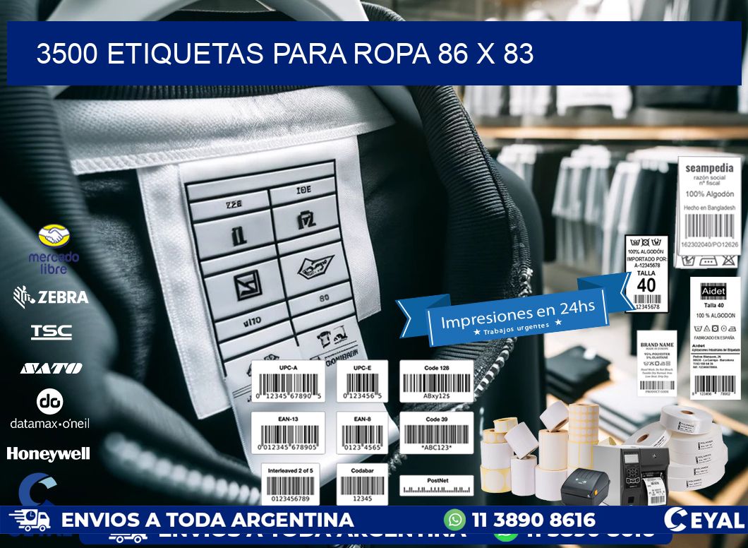 3500 ETIQUETAS PARA ROPA 86 x 83