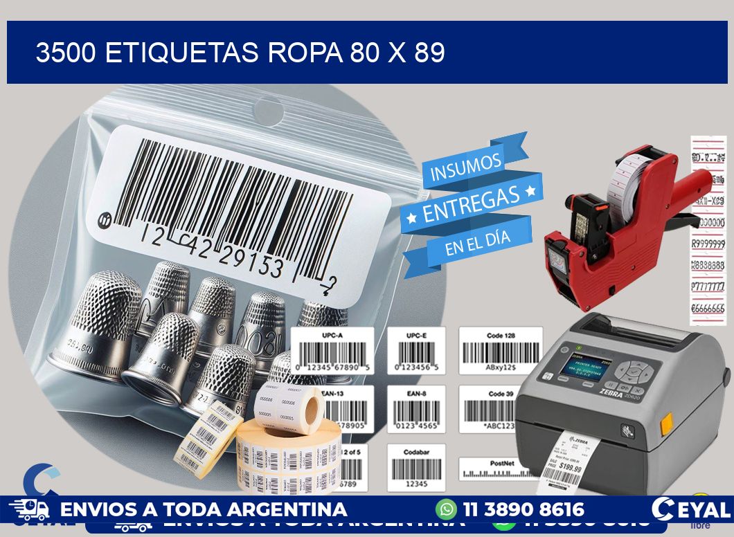3500 ETIQUETAS ROPA 80 x 89