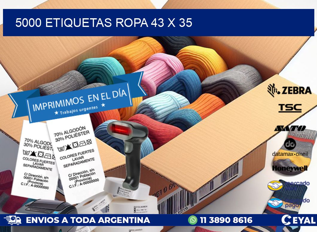 5000 ETIQUETAS ROPA 43 x 35