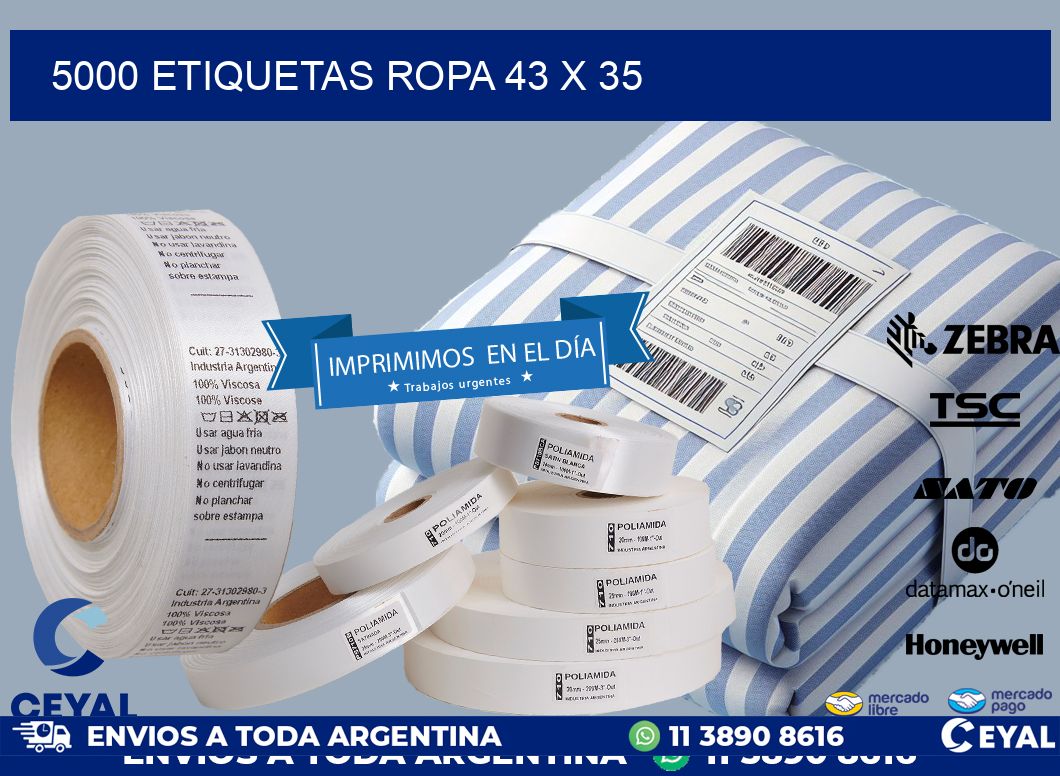 5000 ETIQUETAS ROPA 43 x 35