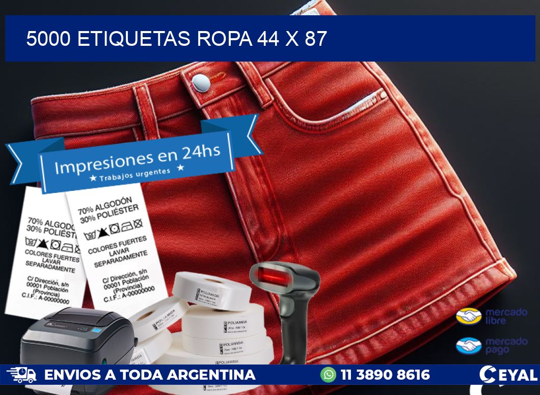 5000 ETIQUETAS ROPA 44 x 87