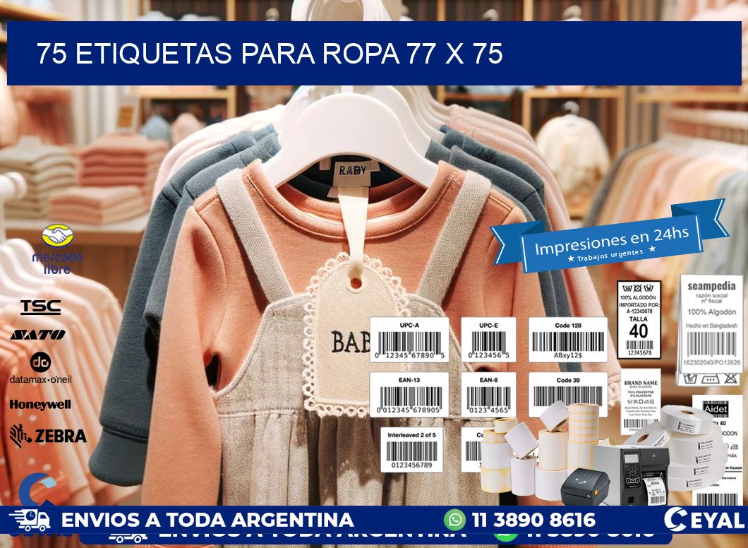 75 ETIQUETAS PARA ROPA 77 x 75