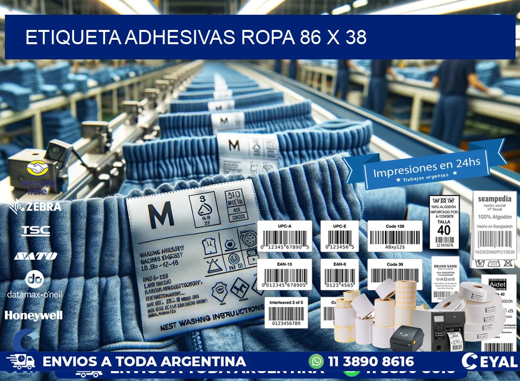 ETIQUETA ADHESIVAS ROPA 86 x 38