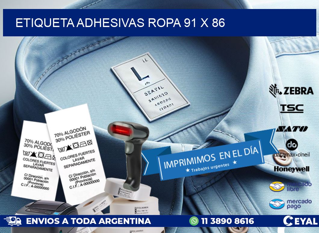 ETIQUETA ADHESIVAS ROPA 91 x 86