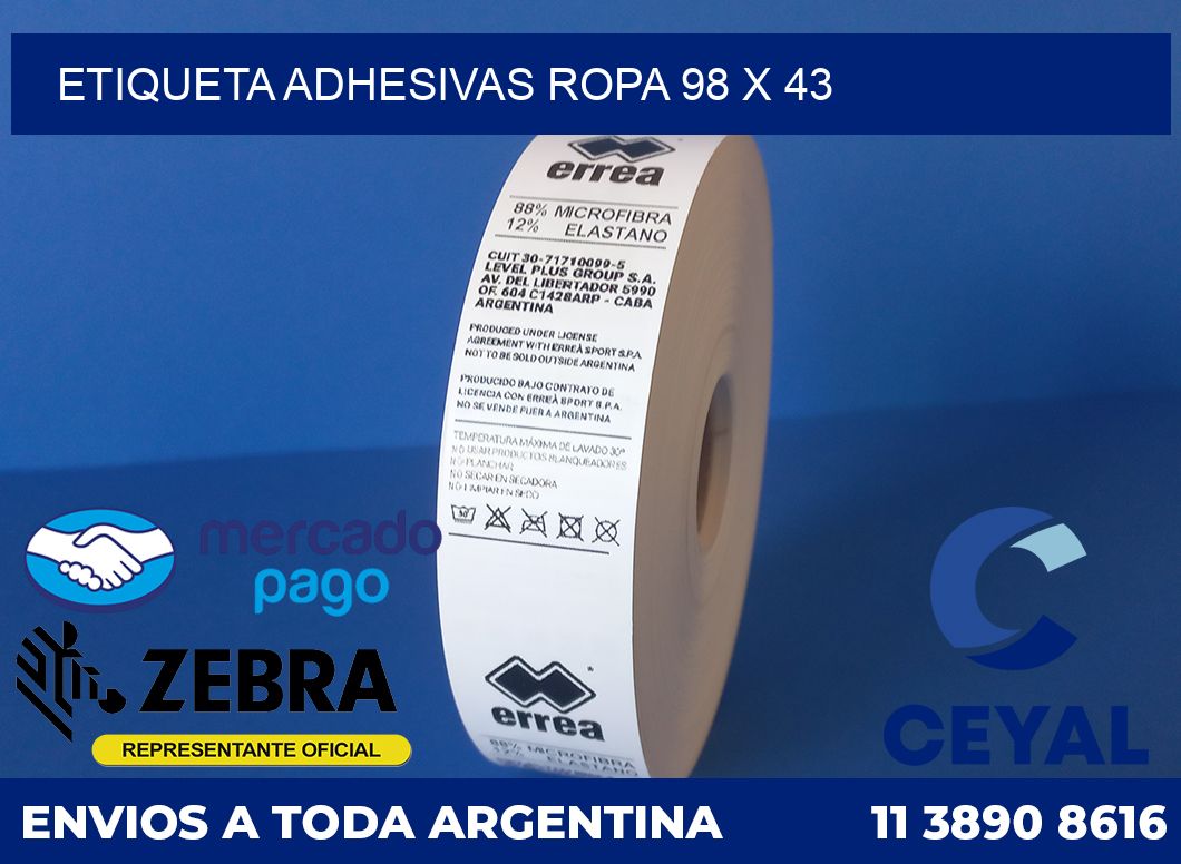 ETIQUETA ADHESIVAS ROPA 98 x 43