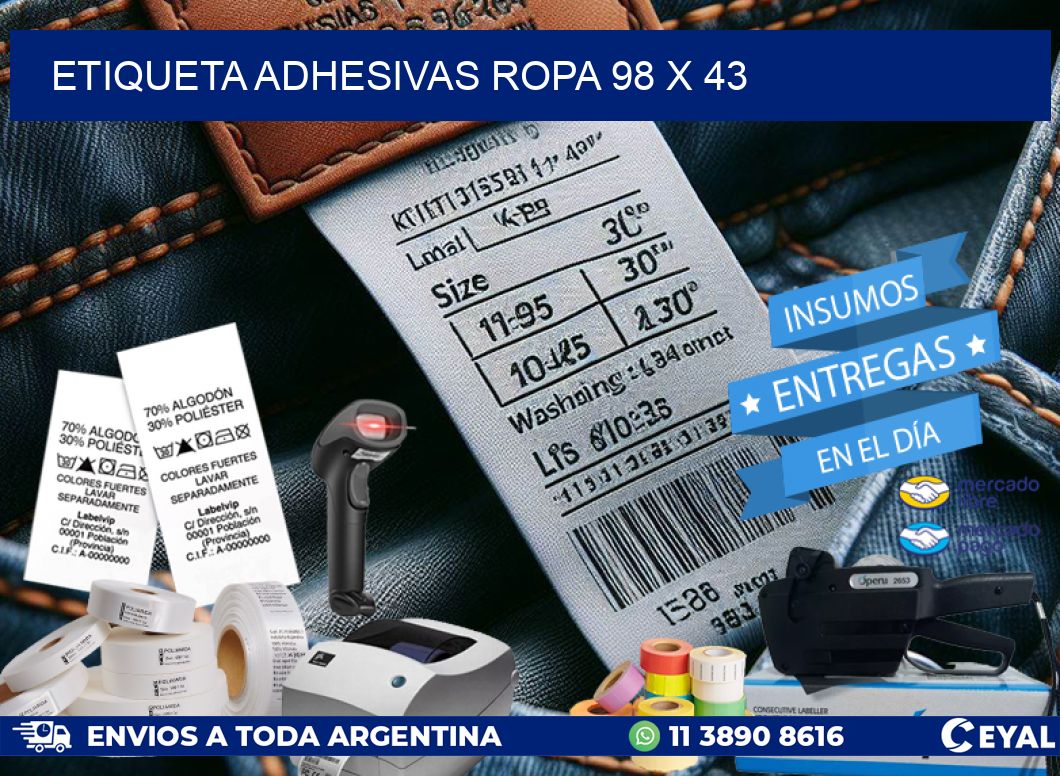 ETIQUETA ADHESIVAS ROPA 98 x 43