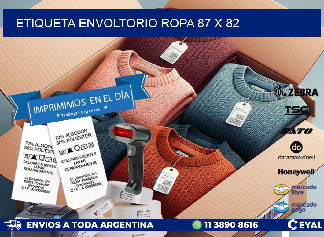 ETIQUETA ENVOLTORIO ROPA 87 x 82