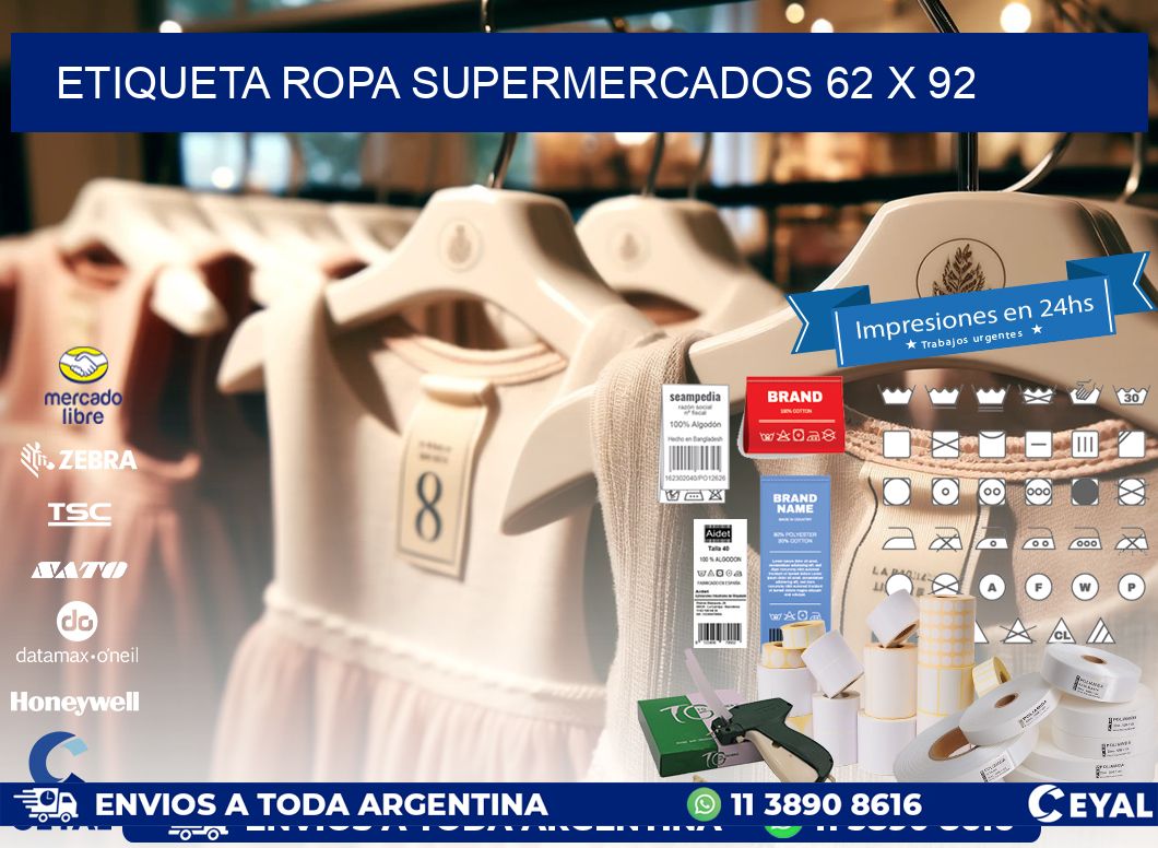 ETIQUETA ROPA SUPERMERCADOS 62 x 92