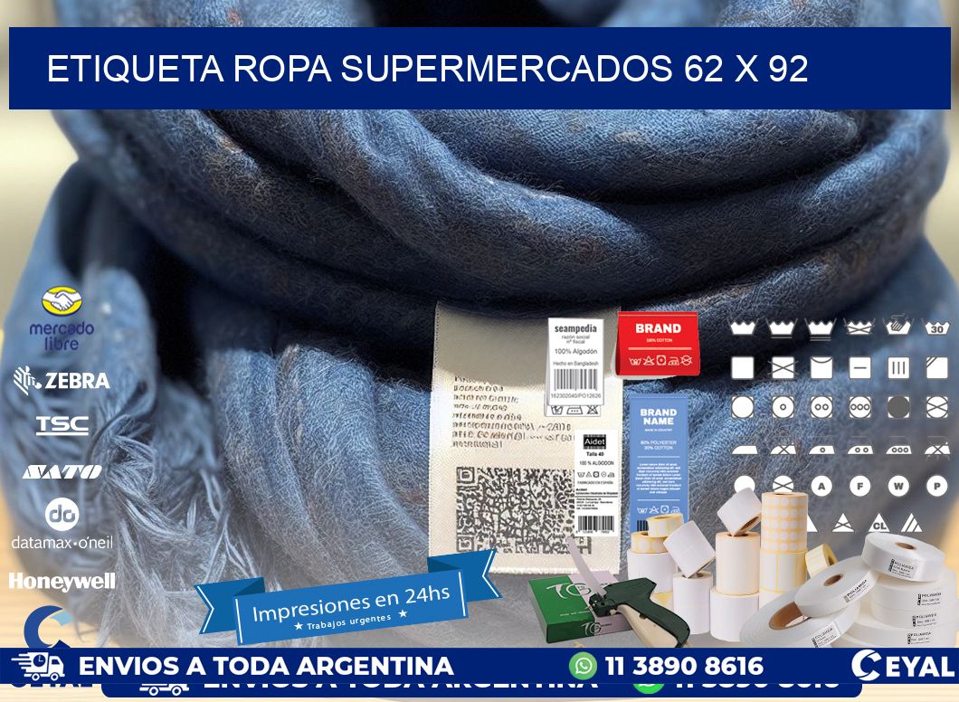 ETIQUETA ROPA SUPERMERCADOS 62 x 92