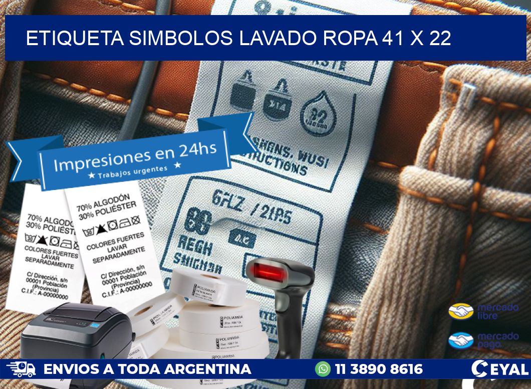 ETIQUETA SIMBOLOS LAVADO ROPA 41 x 22