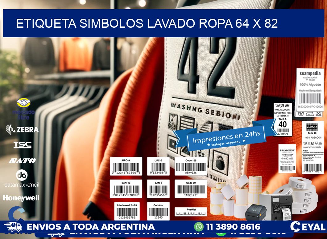 ETIQUETA SIMBOLOS LAVADO ROPA 64 x 82