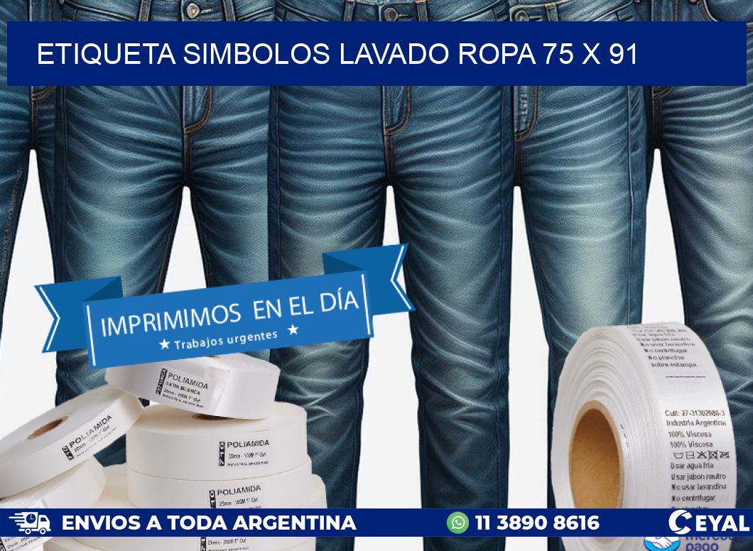 ETIQUETA SIMBOLOS LAVADO ROPA 75 x 91