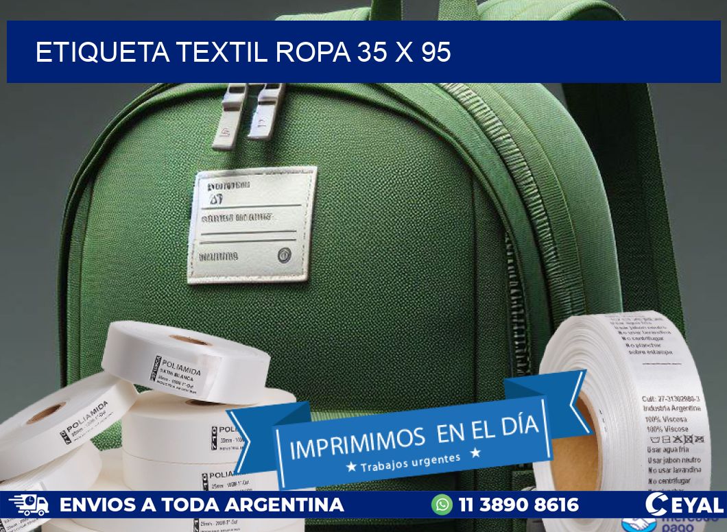 ETIQUETA TEXTIL ROPA 35 x 95