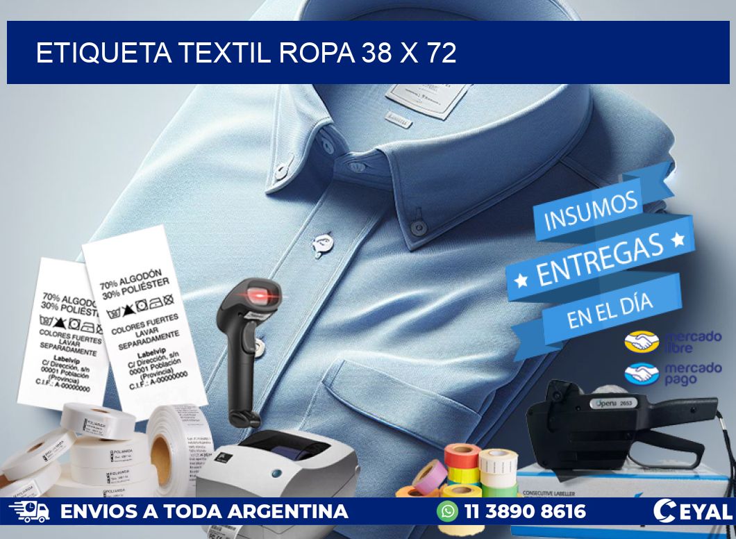ETIQUETA TEXTIL ROPA 38 x 72