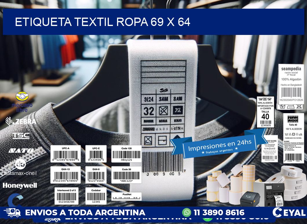 ETIQUETA TEXTIL ROPA 69 x 64