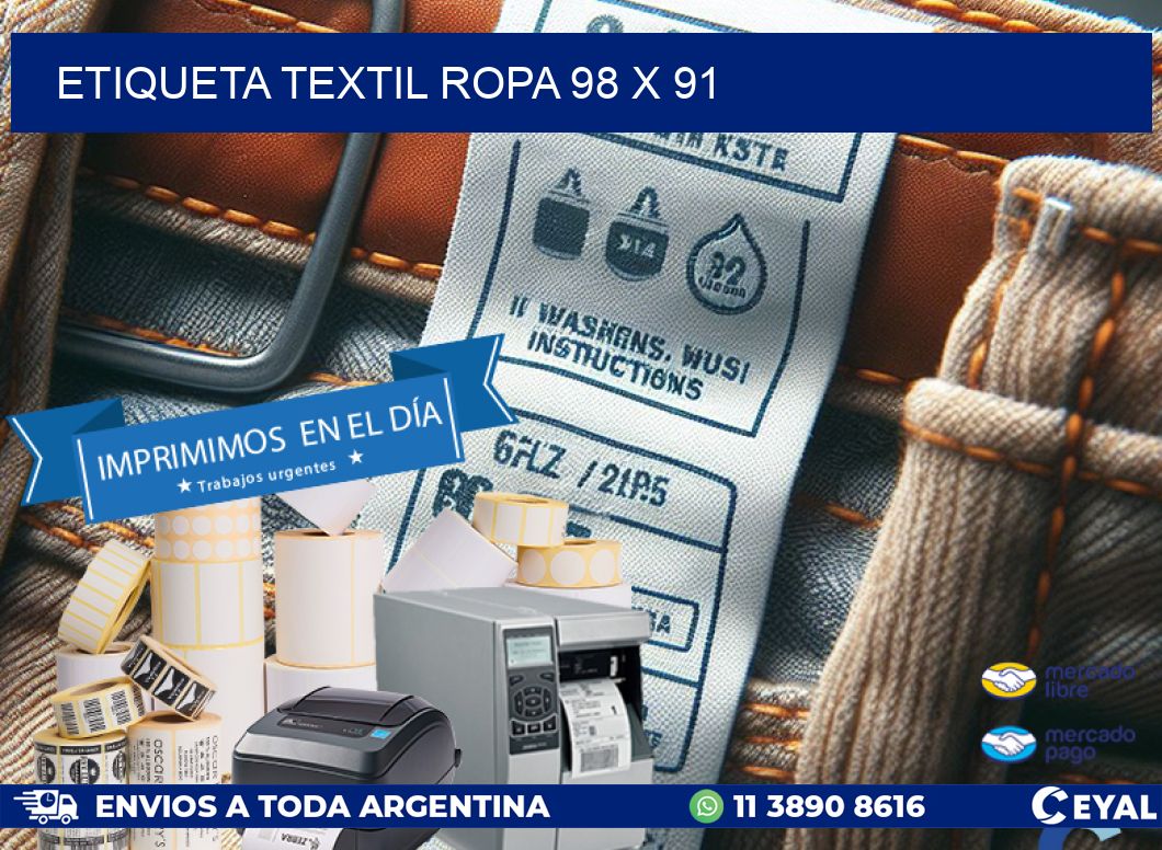 ETIQUETA TEXTIL ROPA 98 x 91
