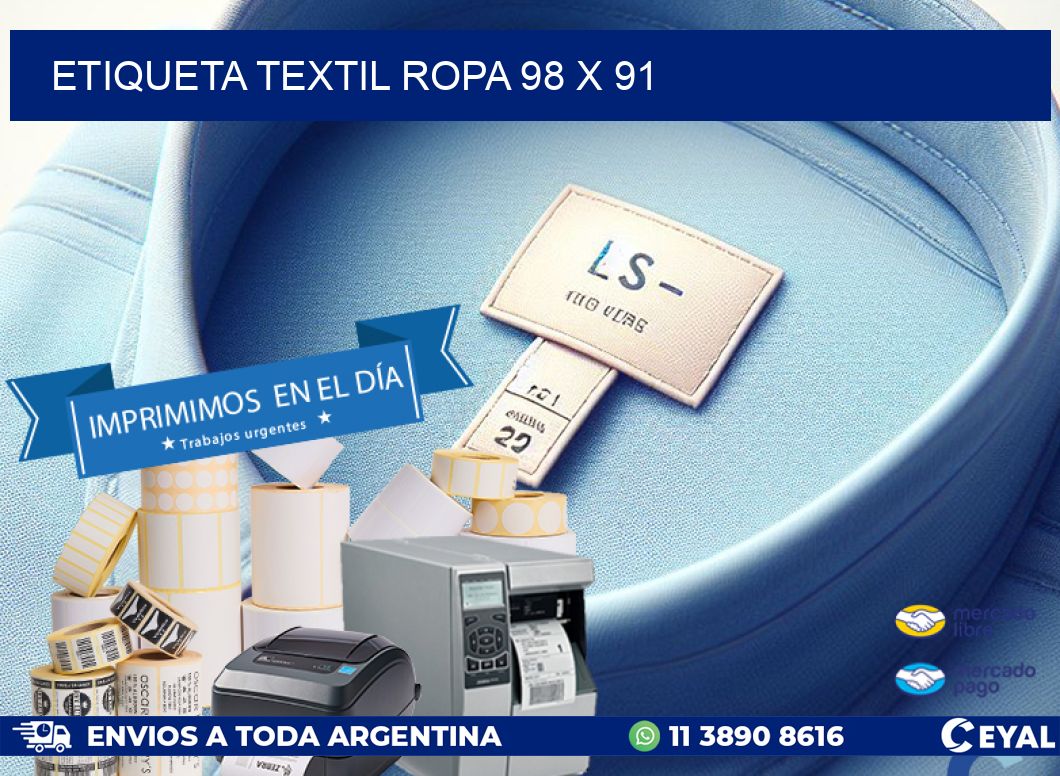ETIQUETA TEXTIL ROPA 98 x 91