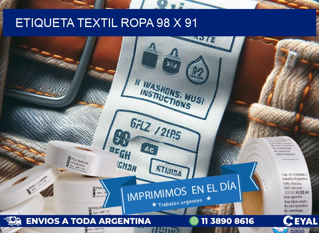 ETIQUETA TEXTIL ROPA 98 x 91