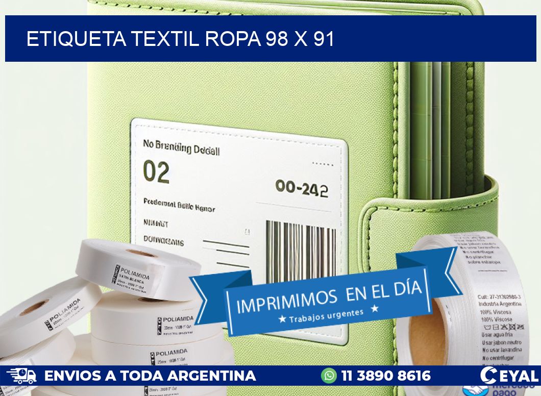 ETIQUETA TEXTIL ROPA 98 x 91