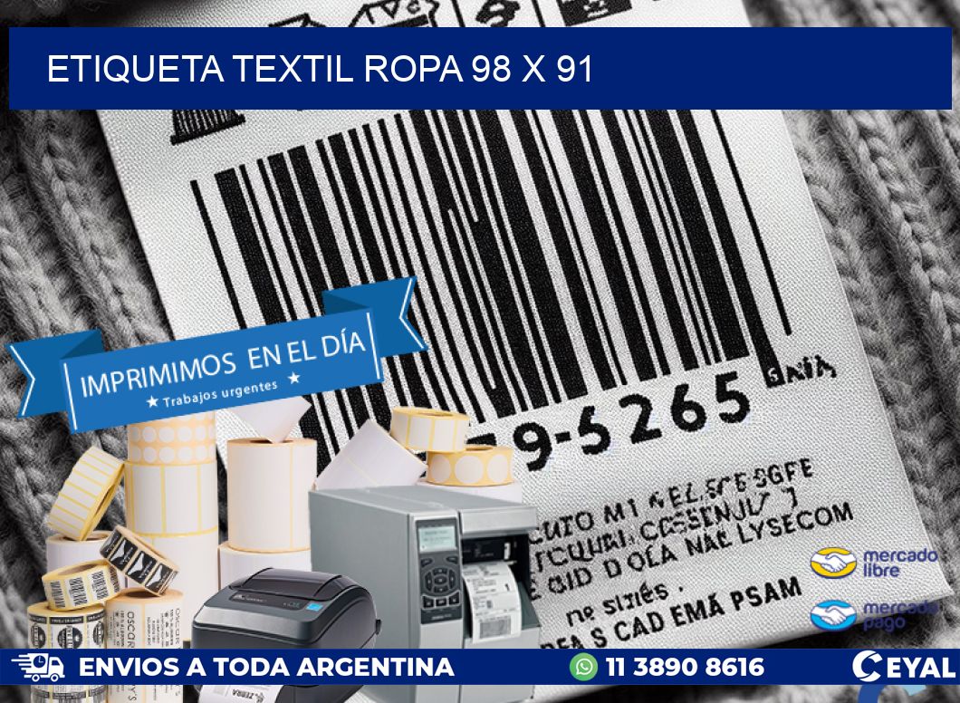 ETIQUETA TEXTIL ROPA 98 x 91