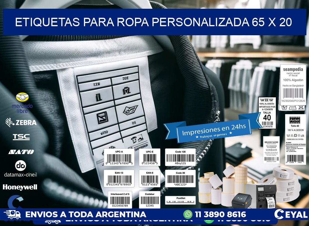 ETIQUETAS PARA ROPA PERSONALIZADA 65 x 20