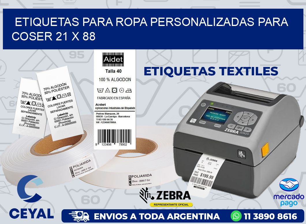 ETIQUETAS PARA ROPA PERSONALIZADAS PARA COSER 21 x 88