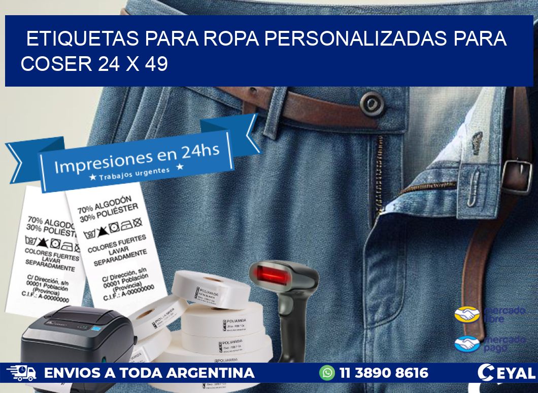 ETIQUETAS PARA ROPA PERSONALIZADAS PARA COSER 24 x 49