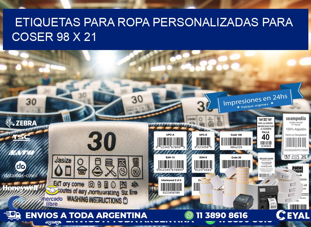 ETIQUETAS PARA ROPA PERSONALIZADAS PARA COSER 98 x 21