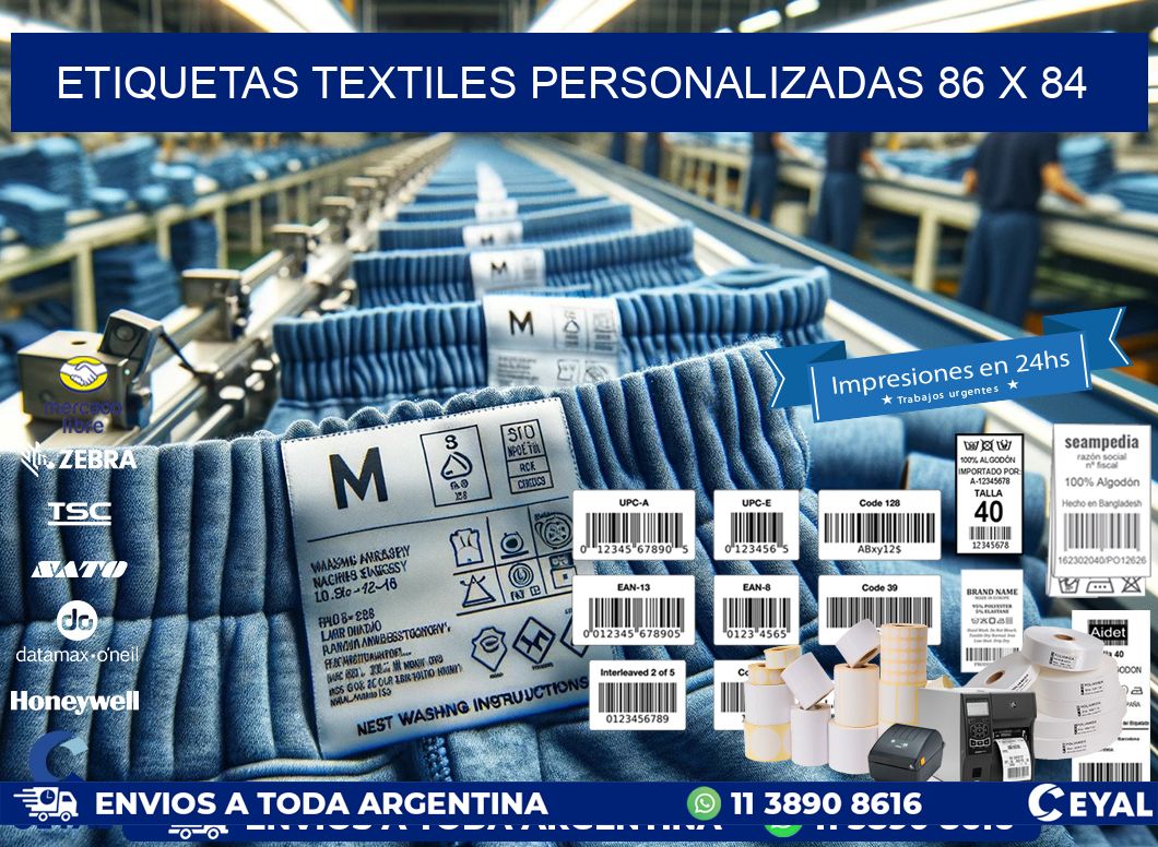 ETIQUETAS TEXTILES PERSONALIZADAS 86 x 84