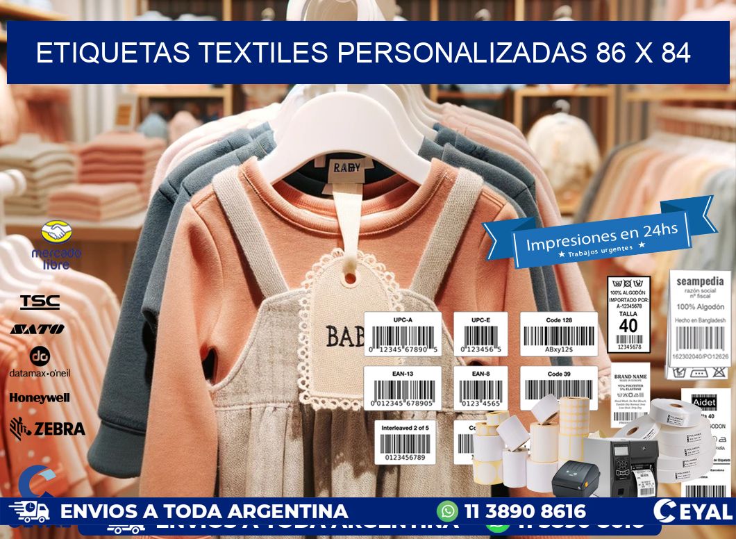 ETIQUETAS TEXTILES PERSONALIZADAS 86 x 84