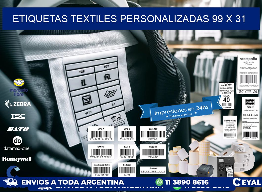 ETIQUETAS TEXTILES PERSONALIZADAS 99 x 31