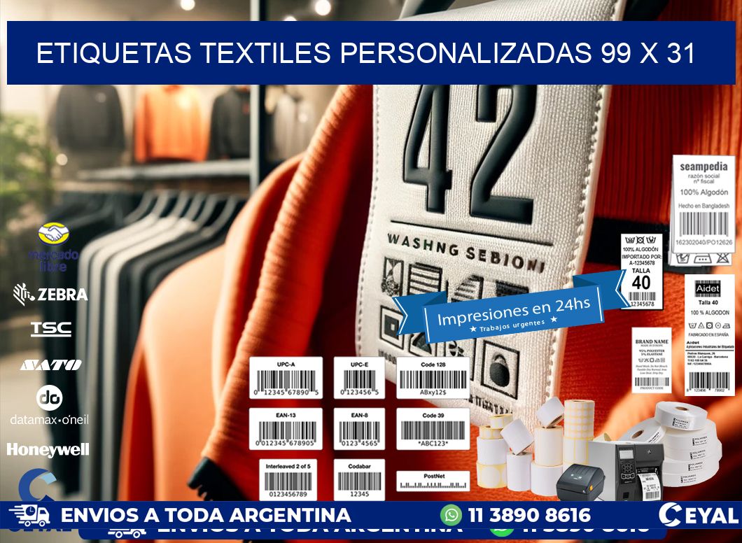 ETIQUETAS TEXTILES PERSONALIZADAS 99 x 31