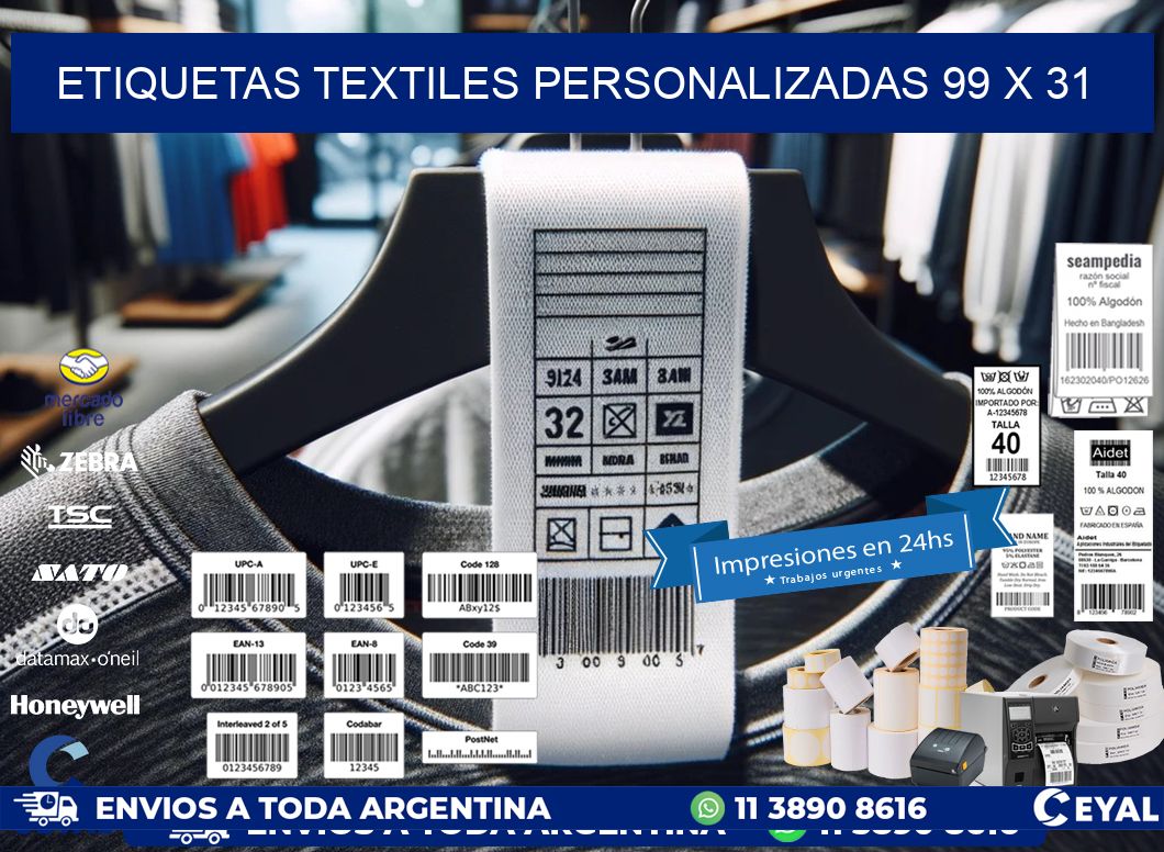ETIQUETAS TEXTILES PERSONALIZADAS 99 x 31