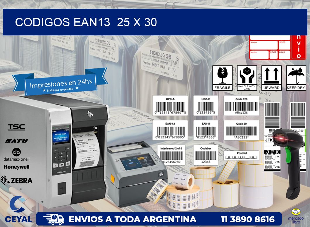 CODIGOS EAN13  25 x 30