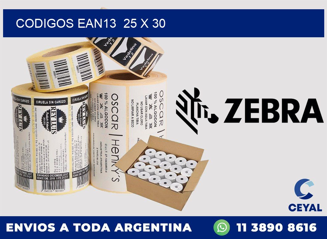 CODIGOS EAN13  25 x 30
