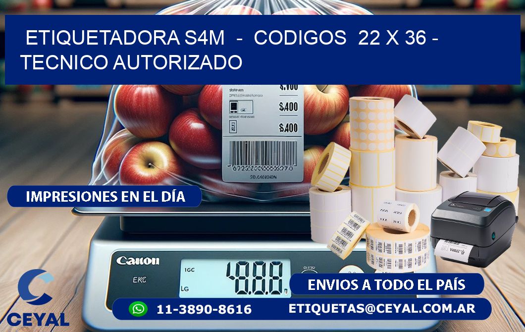 ETIQUETADORA S4M  -  CODIGOS  22 x 36 - TECNICO AUTORIZADO