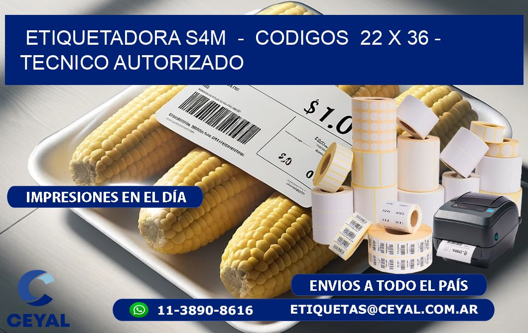 ETIQUETADORA S4M  -  CODIGOS  22 x 36 - TECNICO AUTORIZADO