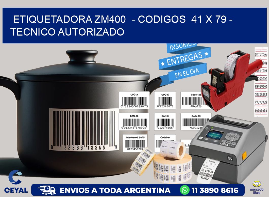 ETIQUETADORA ZM400 - CODIGOS 41 x 79 - TECNICO AUTORIZADO