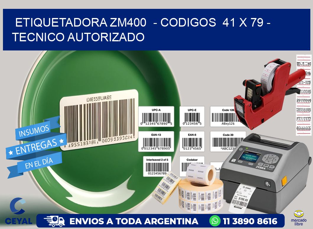 ETIQUETADORA ZM400 - CODIGOS 41 x 79 - TECNICO AUTORIZADO