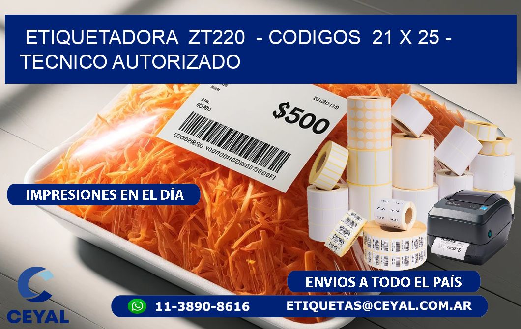 ETIQUETADORA ZT220 - CODIGOS 21 x 25 - TECNICO AUTORIZADO