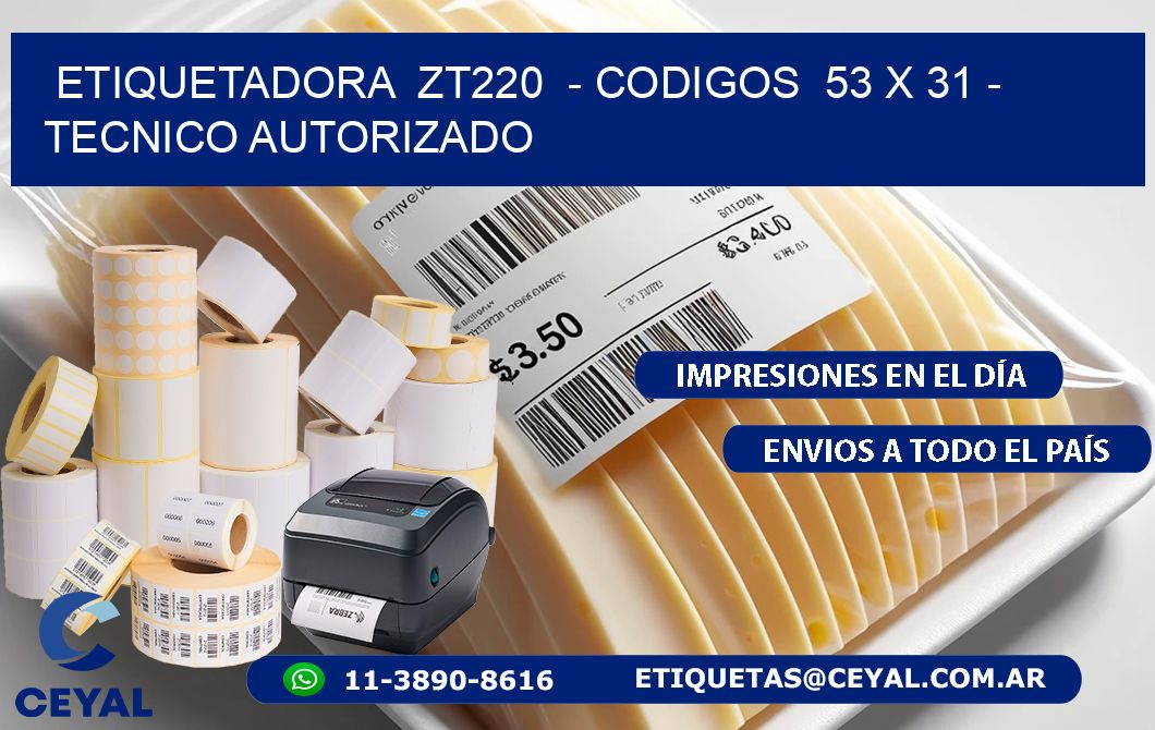 ETIQUETADORA  ZT220  - CODIGOS  53 x 31 - TECNICO AUTORIZADO