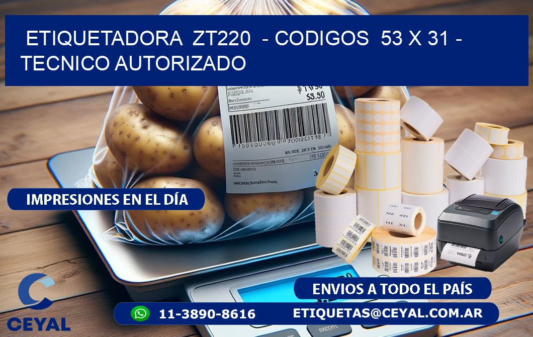 ETIQUETADORA  ZT220  - CODIGOS  53 x 31 - TECNICO AUTORIZADO