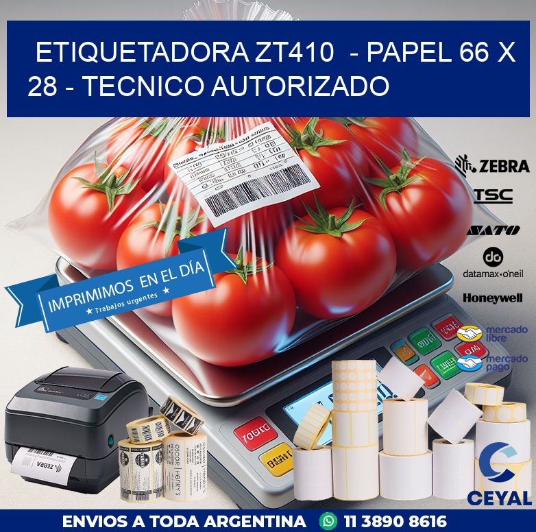 ETIQUETADORA ZT410  – PAPEL 66 x 28 – TECNICO AUTORIZADO