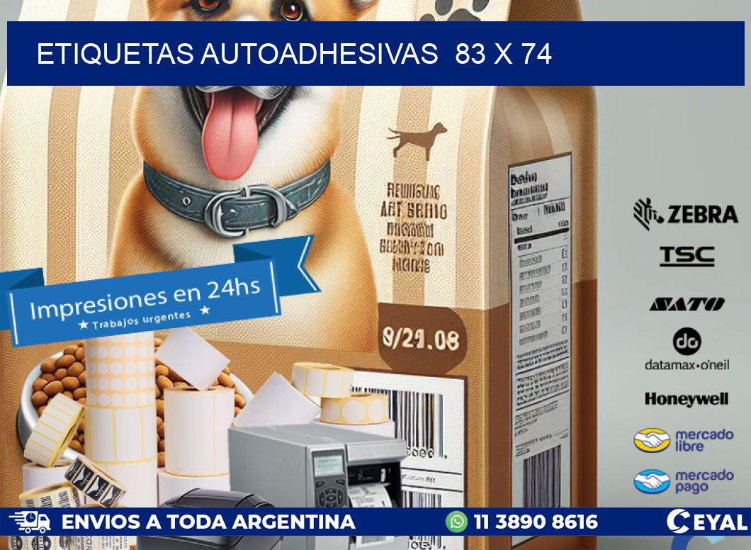 ETIQUETAS AUTOADHESIVAS  83 x 74
