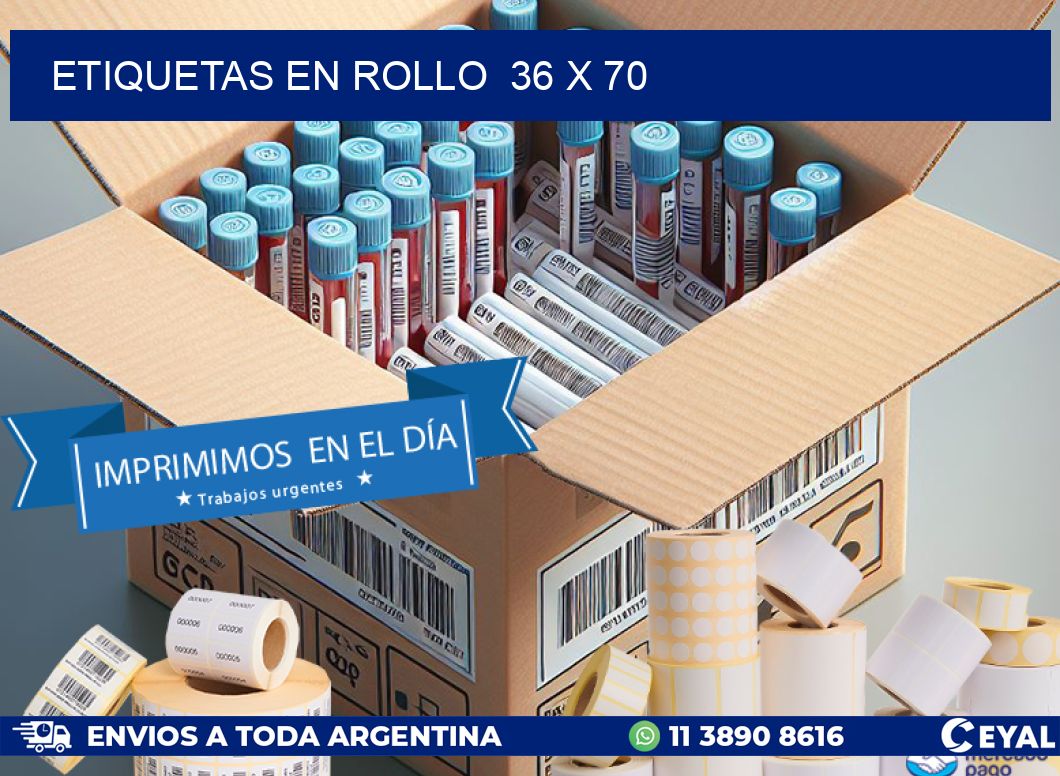 ETIQUETAS EN ROLLO  36 x 70