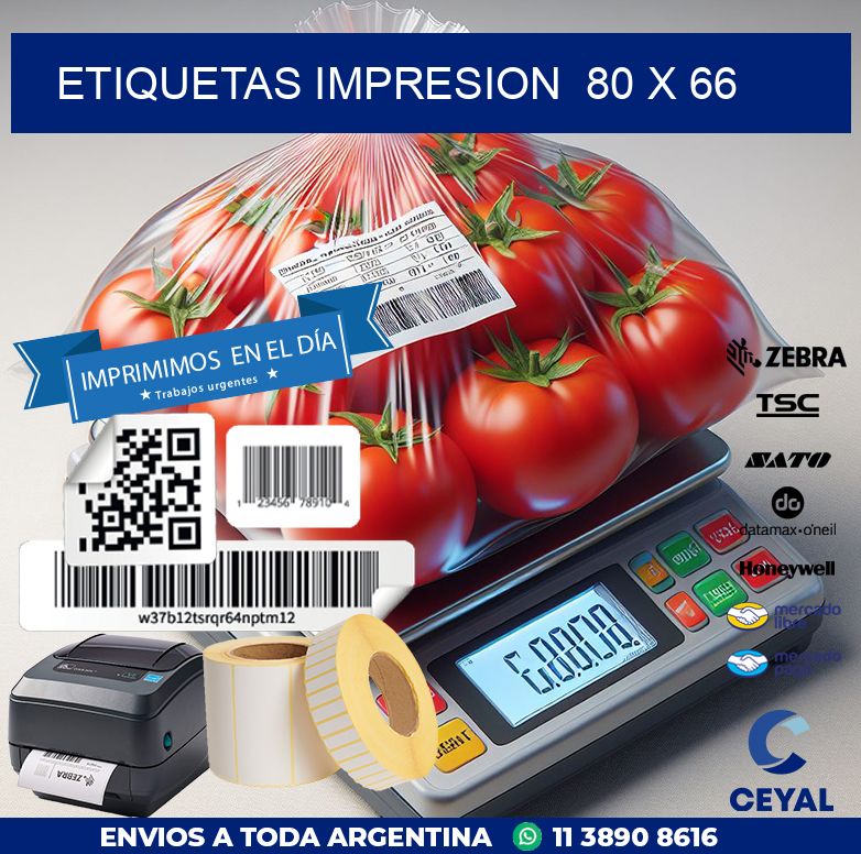 ETIQUETAS IMPRESION  80 x 66