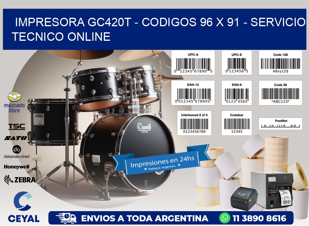IMPRESORA GC420T - CODIGOS 96 x 91 - SERVICIO TECNICO ONLINE