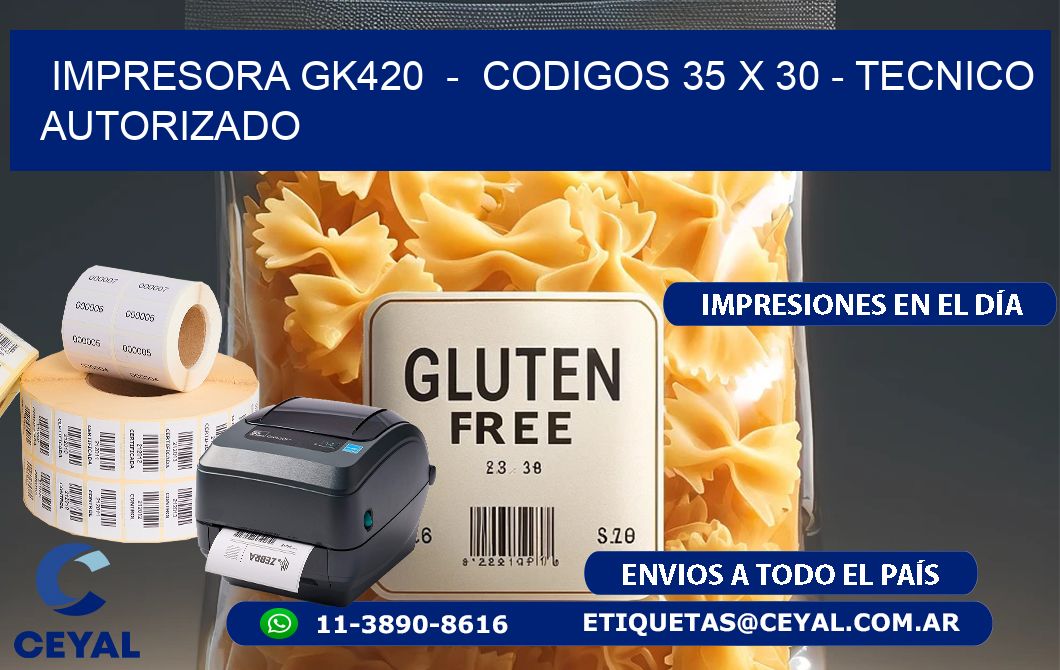 IMPRESORA GK420  -  CODIGOS 35 x 30 - TECNICO AUTORIZADO
