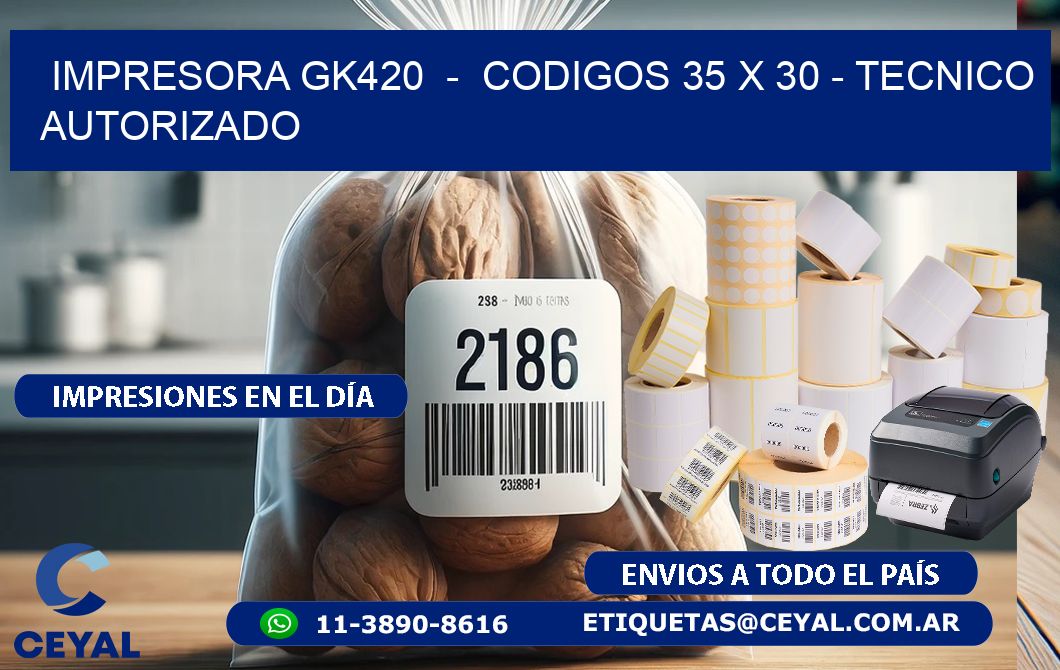 IMPRESORA GK420  –  CODIGOS 35 x 30 – TECNICO AUTORIZADO