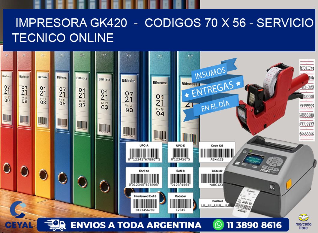 IMPRESORA GK420  -  CODIGOS 70 x 56 - SERVICIO TECNICO ONLINE